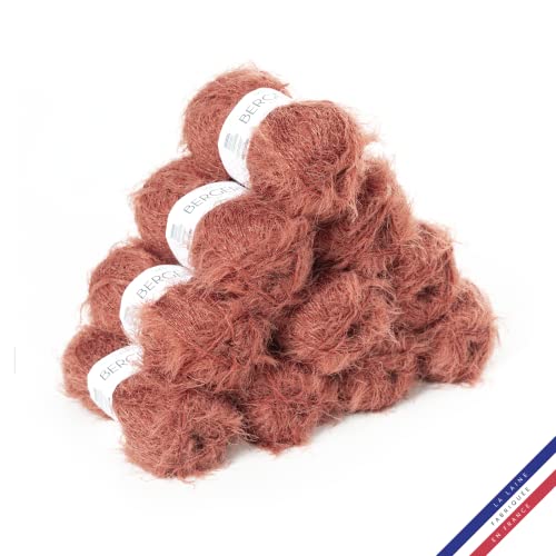 Bergère de France - ADÈLE Wolle set zum stricken und häkeln (10 x 50 g) - 72% polyamid - 4,5 mm - Ein Faden mit einem haarigen Effekt - Rot (HENNE)