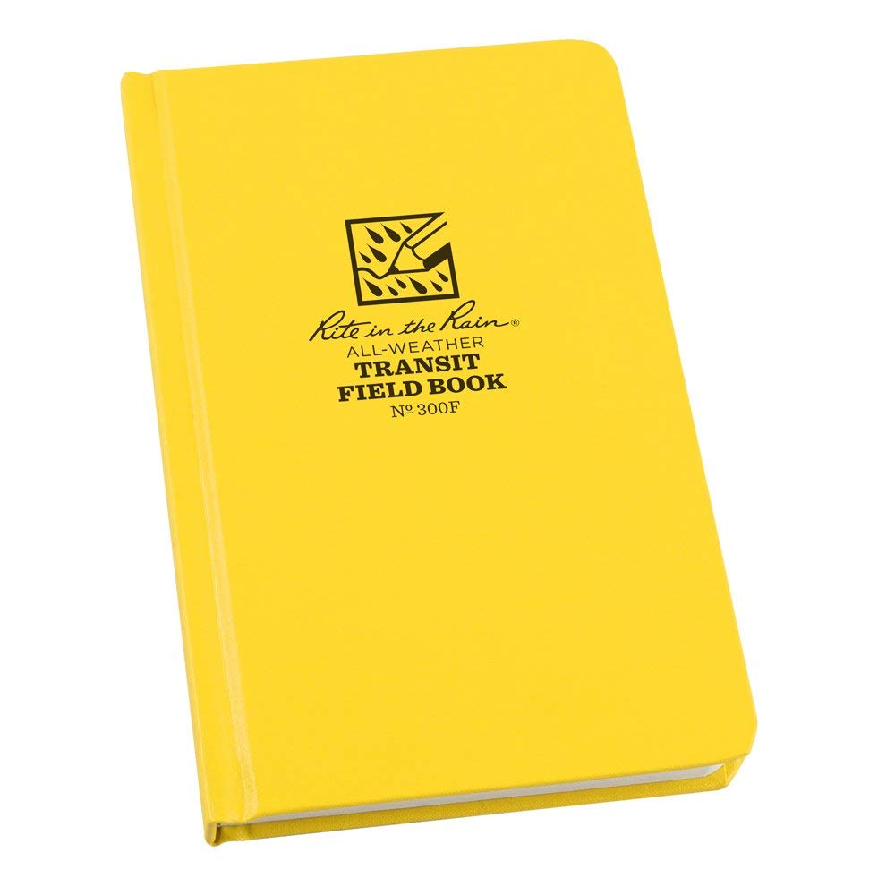 Rite in the Rain Weatherproof Hard Cover Notebook, 4.75" x 7.5", Yellow Cover, Transit Pattern (No. 300F)