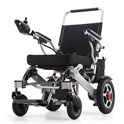 Folding Electric Wheelchair Lightweight Powerchair Elderly Disabled Car Elderly Intelligent Automatic Portable Scooter Multifunctional Folding Power Wheelchair (Silber)