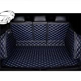 Auto Leder Kofferraummatten für Audi q8 2018-2024, Kofferraum Schutzmatte Kratzfest verschleißfest Zubehör,A/Black-Blue