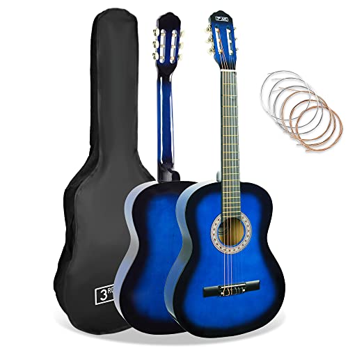 3rd Avenue Gitarrenset Klassische Gitarre in 3/4-Größe, mit Tasche, Saiten und Stimmgerät – Blueburst