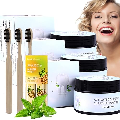 Amore Paris Teeth Whitening Powder, Amore Paris Teeth Whitening, Activated Coconut charcoal Teeth Whitening Powder, Natural Teeth Whitening Powder, Remove Yellow Teeth and Freash Breath (3PCS)