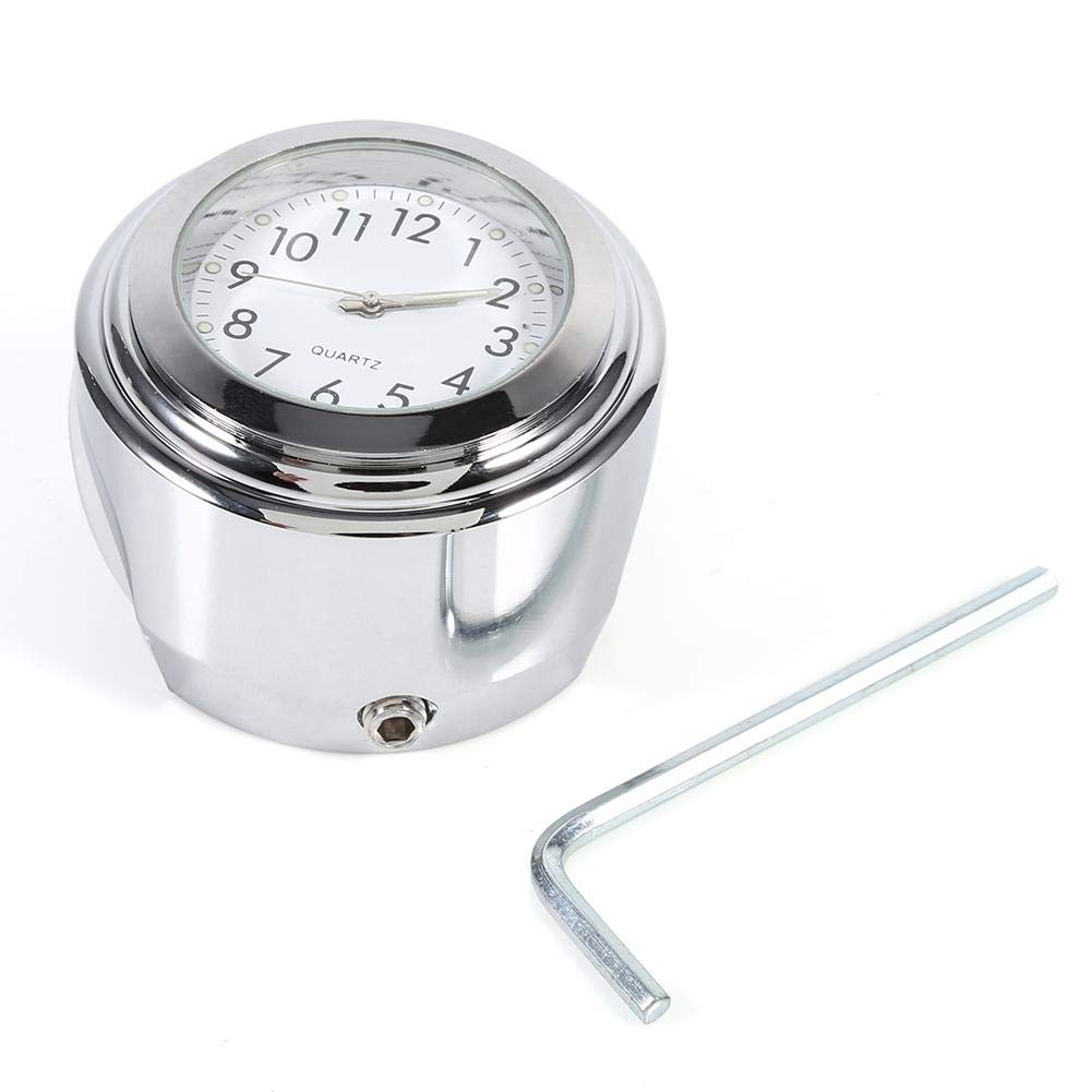 1" chrome handlebar clock + Motorrad Uhr, 7/8 "1" Motorrad Lenkerhalterung Uhr Genaue Zeit halten Zifferblatt Uhr weiß