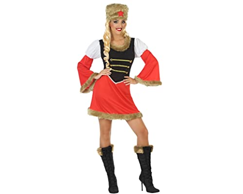 ATOSA 54423 COSTUME RUSSIAN WOMAN M-L, Damen, Rot/Schwarz/Weiss