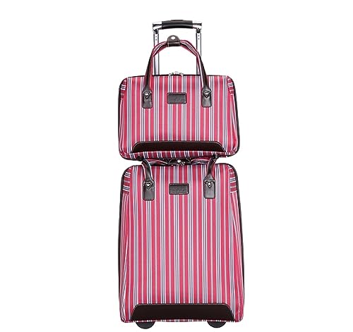 IRYZE Koffer Reisekoffer 2-teiliges Nylon-Gepäckstreifen-20-Zoll-Gepäckset Mit Diebstahlsicherung Und Zahlenschloss Trolley Boardcase (Color : D, Size : 2-Piece)