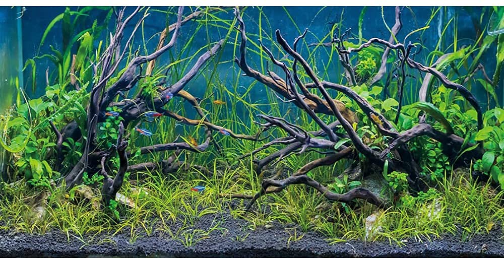 AWERT 182,9 x 45,7 cm, tropisches Aquarium-Hintergrund, Flussbett & See, Wasserpflanze, Unterwasserbaum, Zweig, Aquarium-Hintergrund, Vinyl