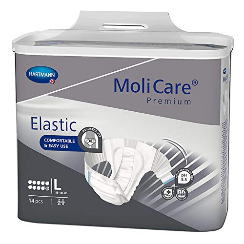 MoliCare Premium Elastic 10 Tropfen Größe L Karton (4 x 14 Stk.) Karton | Inkontinenz Windeln | Inkontinenz Slip | Inkontinenzhose (L)