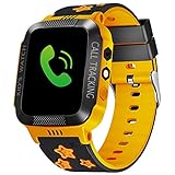 TOPCHANCES Phone Smart Watch for Kids,1.44" HD Full Touch Screen Larger Battery SOS Tracker, Clock Photo Answer Call Chat Can Be Used Independently with Strap (Schwarz Gelb)