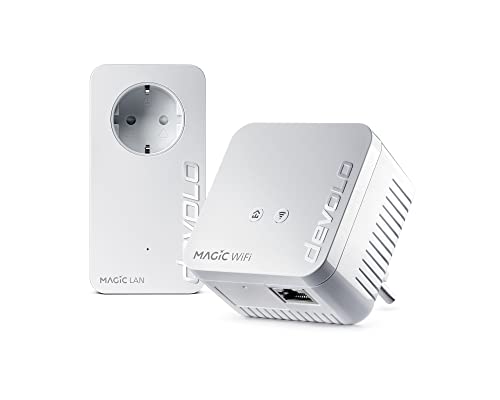 devolo Magic 1 WiFi mini: Kompaktes Powerline Starter Kit für zuverlässiges WLAN einfach via Stromleitung durch Wände und Decken, Mesh, G.hn-Technologie, Gäste-WLAN
