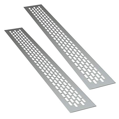 sossai® Aluminium Lüftungsgitter - Alucratis (2 Stück) | Rechteckig - Maße: 80 x 6 cm | Farbe: Aluminium | eloxiert