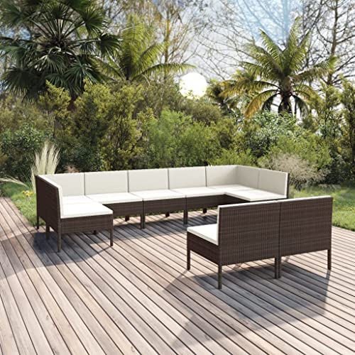 DYRJDJWIDHW gartenliege,liegestuhl Auflage,casaria relaxliege,9-TLG. Garten-Lounge-Set mit Auflagen Poly Rattan BraunGeeignet für Garten, Swimmingpool, Wohnzimmer, Terrasse