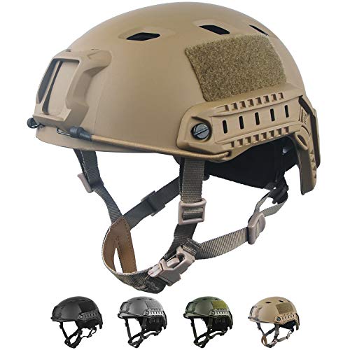 LOOGU Taktischer Helm Fast BJ Airsoft Helm Ops Core Schutzhelm mit Pads und seitlichen Schienen Sturzhelm für Freizeit Outdoor Paintball Kampfhelm Gefechtshelm Top Helm