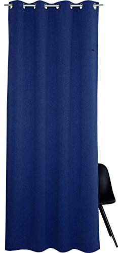 ESPRIT Ösen Vorhang dunkelblau Blickdicht • Gardinen Vorhang 2er Set • Ösenschal 140 x 250 cm Harp • 100% Polyester