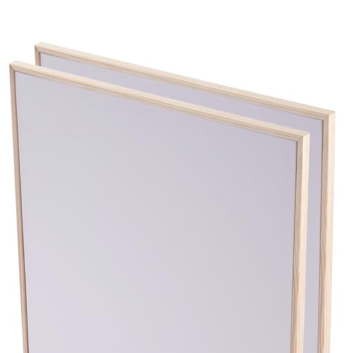 ARTIKUM 2X bespannter Malkarton 50x60 cm | Baumwolle, Pinienholz | Malfertige Canvas Panels mit Schattenfugenrahmen, Leinwandkarton mit Rahmen Set