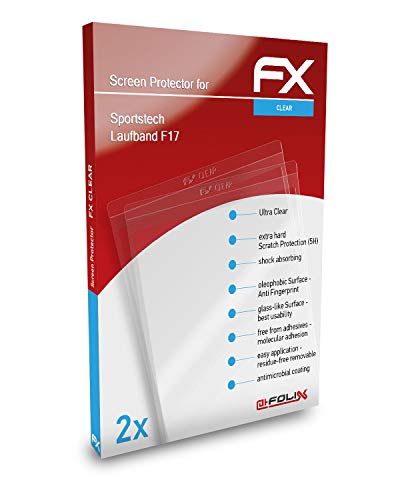 atFoliX Schutzfolie kompatibel mit Sportstech Laufband F17 Folie, ultraklare FX Displayschutzfolie (2X)