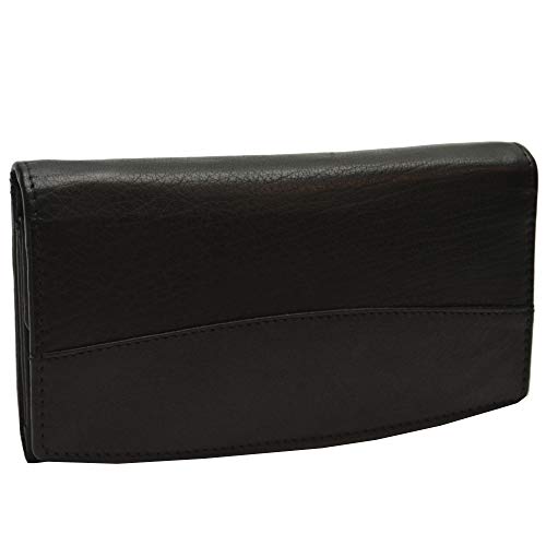 Einfache Damen Ledergeldbörse Büffellederbrieftasche ( Vollleder ) für Damen schwarz