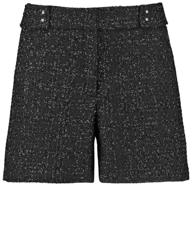 Taifun Damen Tweed Shorts mit Glanzgarn Hose Shorts unifarben, Gemustert kurzes Bein Schwarz 40