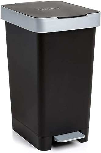 TATAY Mülleimer Küche Smart, 25L Fassungsvermögen, Einziehbares Pedal, Polypropylen, BPA-frei, 30L Müllsack. Schwarz. Maße 26 x 36 x 47cm