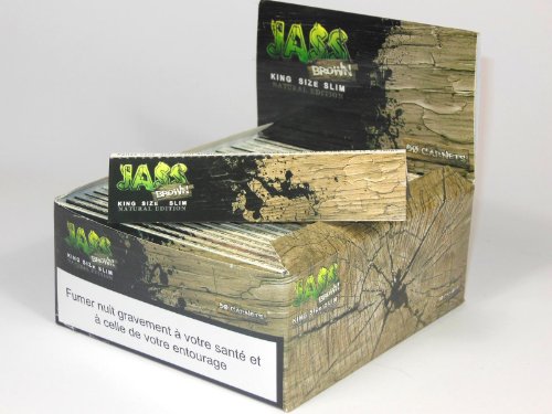 JASS BROWN King Size slim 3 Boxen / Displays = 150 Hefte / Booklets / Heftchen Premium Natur lange Papers Box Natural Longpapers 3 x 50 x 33 = 4950 Blättchen
