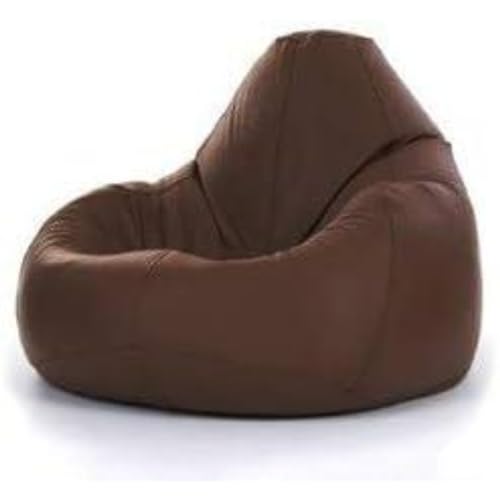 icon Sitzsack-Sessel „Valencia“, Braun, Leder, XL Sitzsack für Erwachsene mit Füllung für das Wohnzimmer