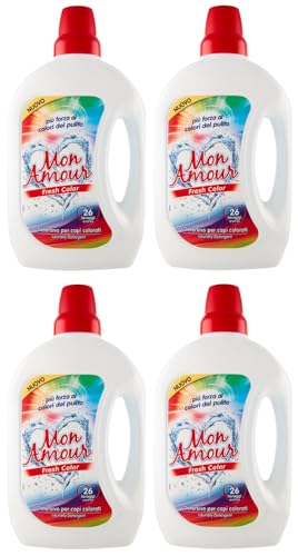 4er-Pack FELCE AZZURRA Mon Amour Fresh Color Detersivo, Flüssigwaschmittel für Farbige Kleidung 26 Wäschen 1,560L