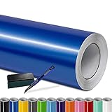 Folindo® Autofolie Blau Glanz (9€/m²) | 5 x 1,52 m | + Rakel & Cutter | Selbstklebende Luftkanal Folie zur Auto Folierung | Blasenfrei