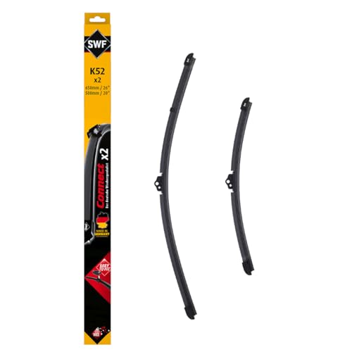 SWF Connect Wischer – K52 – Kit Aus in Deutschland Hergestellten Flachbalkenwischern Für Optimale Wischleistung 650mm/500mm – Vorne – 2er-Set