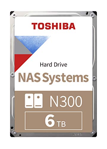 Toshiba N300 NAS-Festplatte, 6 TB Interne 3,5-Zoll-SATA-Festplatte, 24/7-Betrieb, optimal für NAS mit 1 - 8 Einschüben, 128 MB Puffer, 180 TB/Jahr Workload, 3 Jahre Garantie (HDWG160UZSVA).