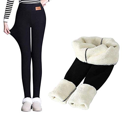 Super Dicke Leggings aus Kaschmirwolle, Damen Solid Winter Warm Tight Velvet Cashmere Leggings (Color : Black, Size : XL)