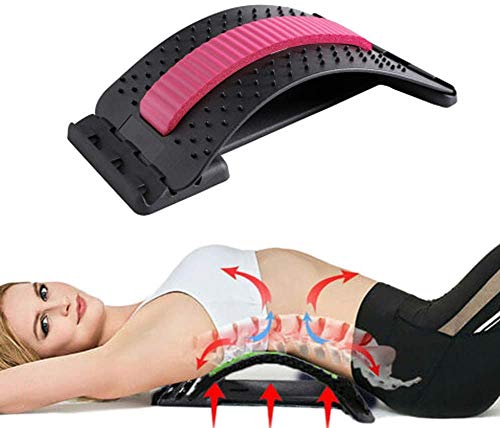 JIAHAO Unterer Rückendehner mit magnetischen Akupressurpunkten, mehrstufiges Rückenmassagegerät, Lendenwirbelsäule zur Schmerzlinderung (rot)