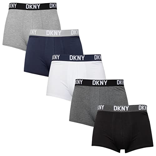 DKNY Men's with Contrast Branded Waistband Made of Breathable Cotton Fabric Boxer Shorts, Black, M