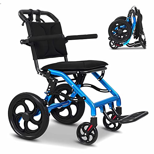 Bueuwe Ultraleicht Rollstuhl Faltbar Leicht Reiserollstuhl, Extra Schmaler Rollstühle mit Bremsen, Kleiner Rollstuhl für die Wohnung und Unterwegs, 40cm Sitzbreite, 11kg