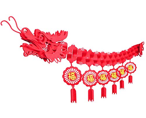 HALAWAKA 2 Stück Chinesisches Neujahrsdrachen Ornamente Zugblume mit Drachen-Hortensien für chinesisches Frühjahrsfest, Neujahr, Heimdekorationen zum Aufhängen