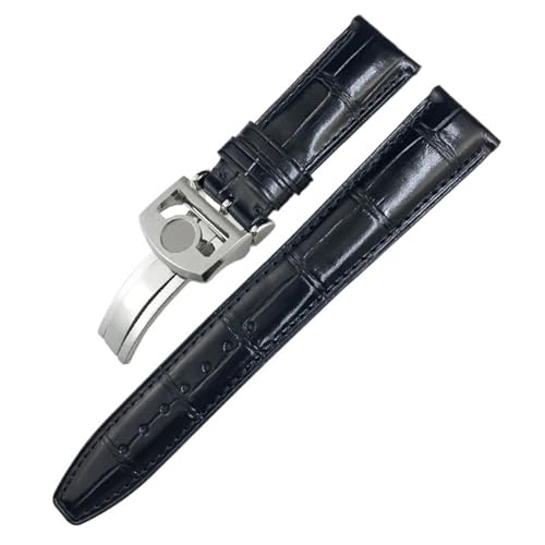 CZKE Klassisches Alligator-Textur-Lederarmband 20 mm 21 mm 22 mm passend für IWC Pilot Serie IW500107 IW371604 IW500710 PORTUGIESER Armband, Black Buckle-22mm, Achat