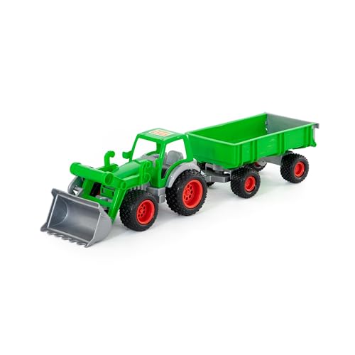Wader Quality Toys Farmer Technic Traktor + Frontschaufel + 2-Achsanhänger
