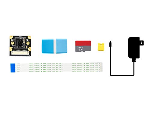 Waveshare Development Pack (Type B) Designed for Jetson Nano Bundle with IMX219-77 Camera Micro SD Card 64GB Card Reader and Accessories