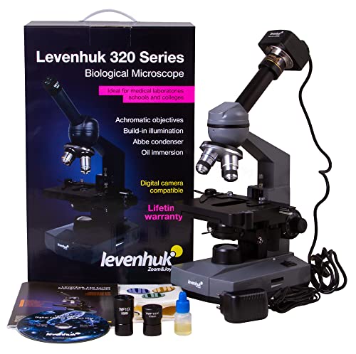Levenhuk D320L Plus 3,1 MP Digitales LED-Monokular-Mikroskop mit Weitwinkel-Okularen mit Pointer und 3,1 Mpx Kamera für Windows, Mac, Linux