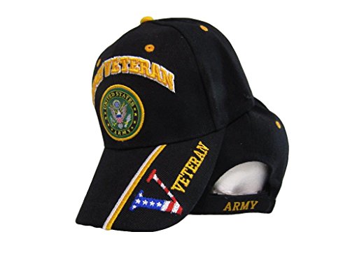 U.S. Army Veteran Vet USA Flag V Digital Black Embroidered Cap Hat