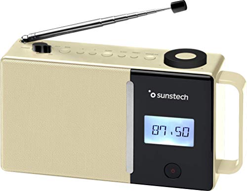 Sunstech RPDS500 Tragbares digitales UKW-Radio, BT (V5.0), USB-Anschluss, AUX-IN Farbe: beige