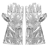 Hochtemperaturhandschuh, 700 ℃ Hochtemperaturbeständige Handschuhe mit Dicken Fünf-Finger Handschuhen für Strahlungsresistente Wärmedämmung