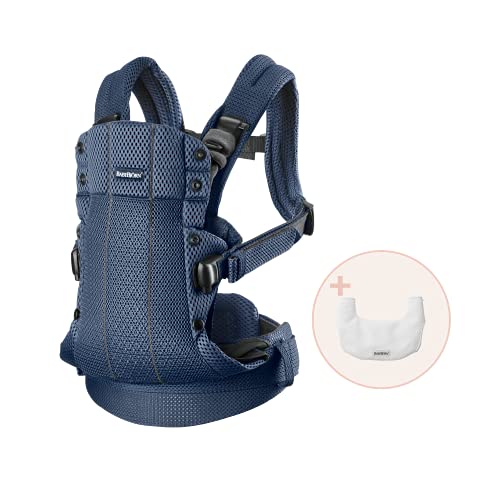 BABYBJÖRN Baby Carrier Harmony, 3D Mesh, Navy Blue with Bib