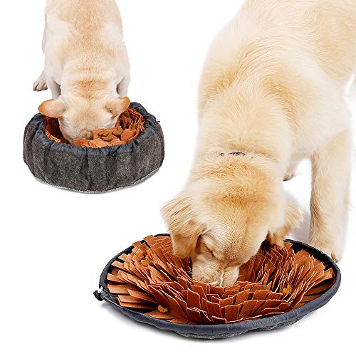 PETEMOO Schnüffelteppich für Hunde, Hund Riechen Trainieren, Geruchsempfindung Trainieren Matte, Schadstofffreies Hundespielzeug Fördert Natürliche Nahrungssuche, 48×48CM