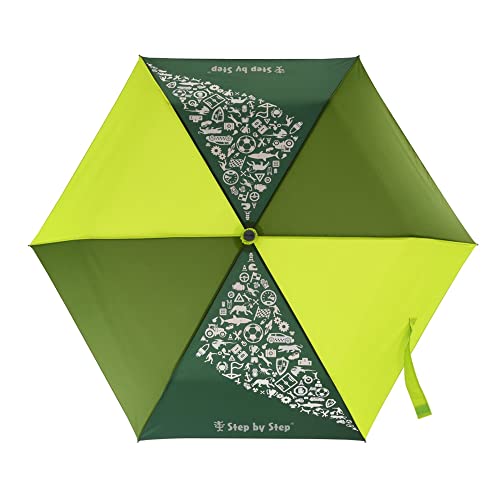 Step by Step Regenschirm, Lime, gelb, Magic Rain Effect, Doppler für Kinder, inkl. Farbwechsel, Tasche und Handschlaufe, für die 1. bis 4. Klasse