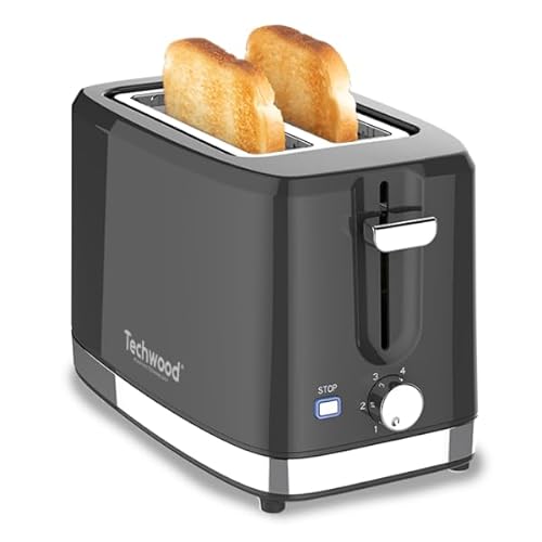 Techwood Toaster Dekor Edelstahl – 2 große Schlitze, individuelle Kontrolle, elegantes Design
