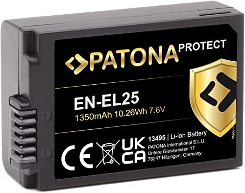 PATONA Protect V1 Akku EN-EL25 (1350mAh) mit NTC-Sensor und V1 Gehäuse - Generation II - Kompatibel mit Nikon Z30 Z50 Z fc