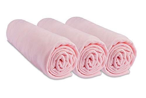 Spannbettlaken, Baumwolle, für Babybett, 70 x 140 cm, 8 Farben erhältlich (Rosa)