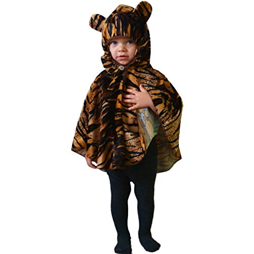 Krause & Sohn Kinderkostüm Tiger Cape Umhang mit Kapuze Tier getigert Fasching Kinder-Kostüm (92)