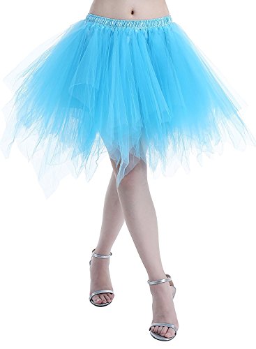 Karneval Erwachsene Damen 80's übergröße Tüllrock Tütü Röcke Tüll Petticoat Tutu Blau