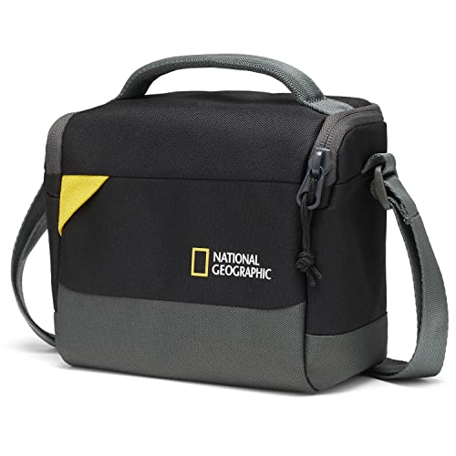 National Geographic Shoulder Bag Small, Camera Bag for DSLR and Mirrorless with Lens, and Accessories, Batteries, Cables, Adjustable Strap, Ultra-Lightweight, Ng E1 2360, Black [Amazon Exclusive]