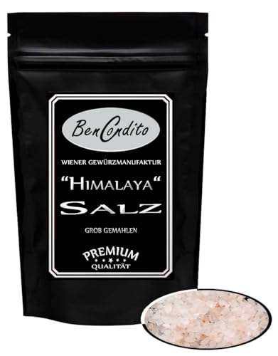 BenCondito I grob gemahlenes Rosa Steinsalz aus Punjab (bekannt als Himalaya Salz) für Salzmühle 1 Kg Großpackung
